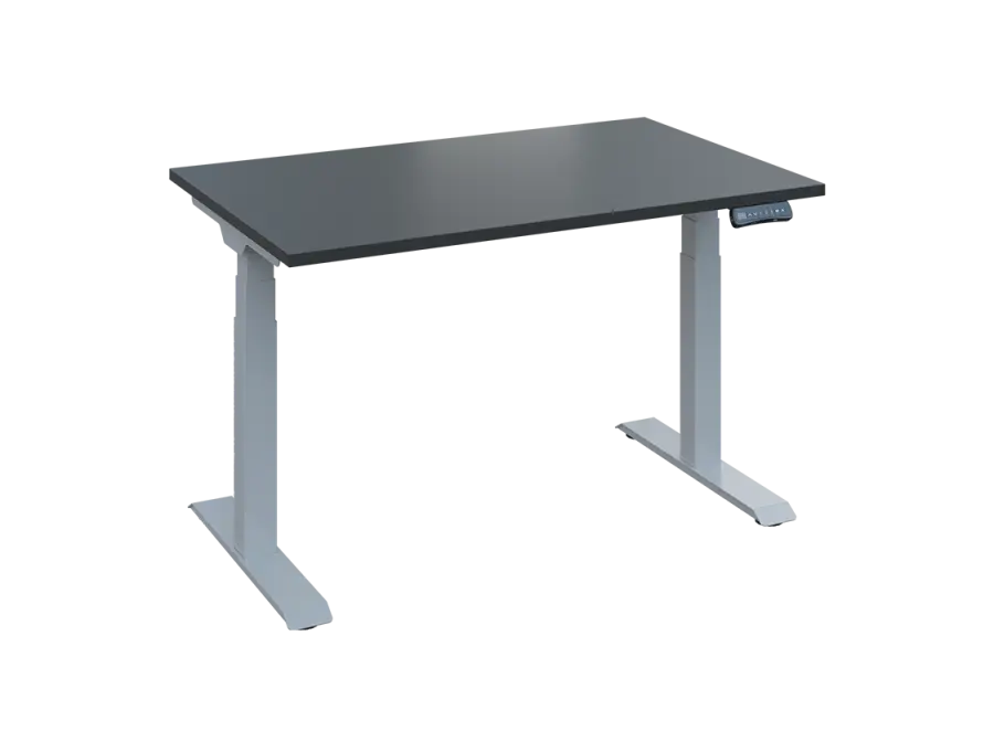 Fleximax 28-12 výškově nastavitelný stůl, kovová podnož stříbrná, deska 25 mm, široký 1200 mm, antracit